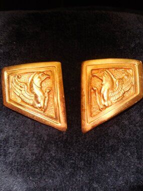 Unique Elegant Brushed Gold Clip On Earrings Vintage Estate